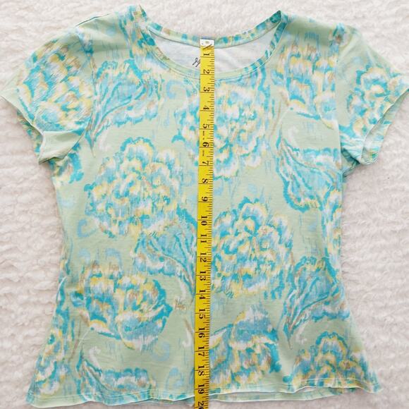 T-Shirt J Jill Size PM Fitted Pina Cotton Abstract Floral Boho Bloomcore Office - Picture 5 of 12